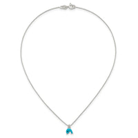SS Polished Enameled Dolphin 14 Inch Necklace and Post Earrings Set