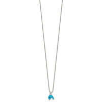 SS Polished Enameled Dolphin 14 Inch Necklace and Post Earrings Set