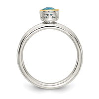 Sterling Silver Rhod-plated w/ 14K Accent Light Swiss Blue Topaz Ring
