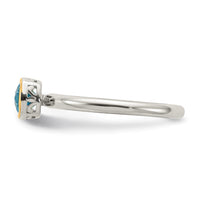 Sterling Silver Rhod-plated w/ 14K Accent Light Swiss Blue Topaz Ring