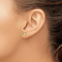 Sterling Silver RH-pltd w/14k Accent Peridot Square Stud Earrings