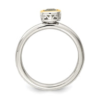 Sterling Silver Rhodium-plated w/ 14K Accent Aquamarine Ring