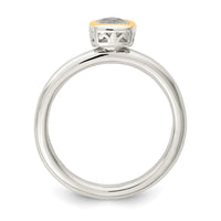 Sterling Silver Rhodium-plated w/ 14K Accent White Topaz Ring