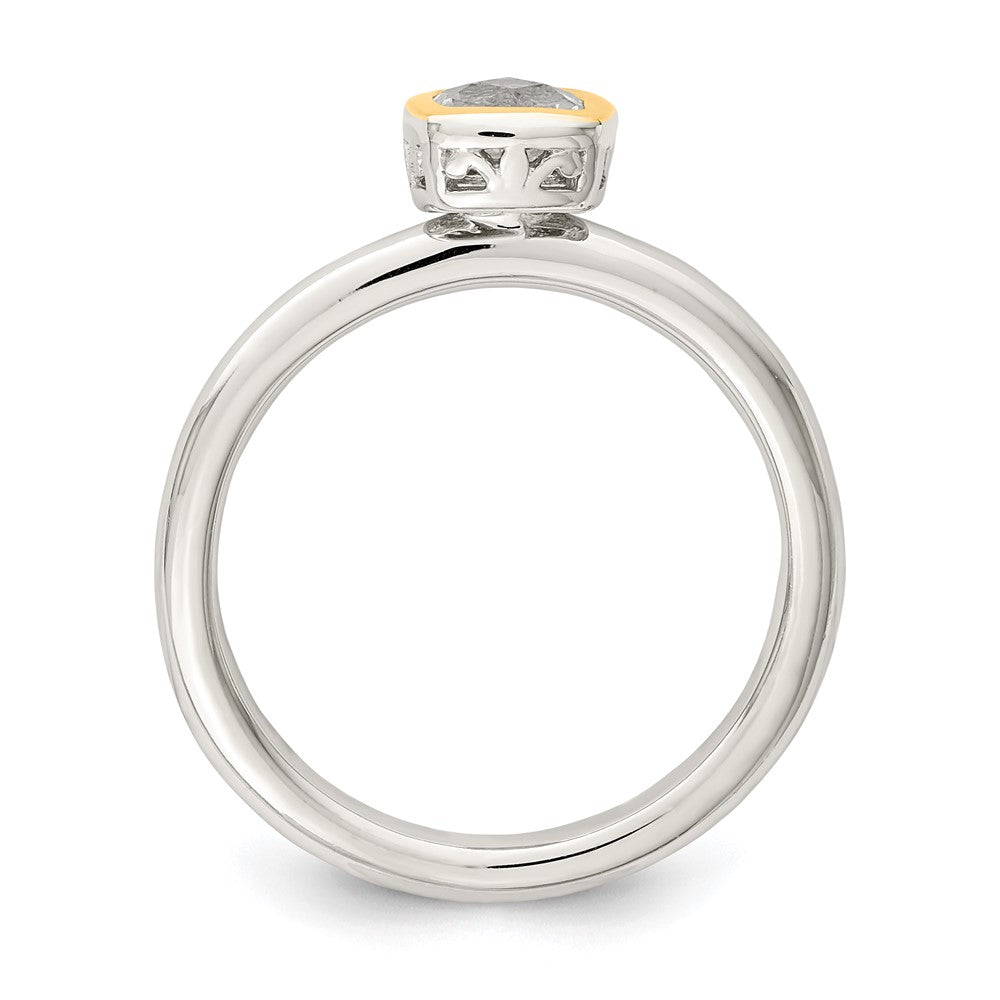 Sterling Silver Rhodium-plated w/ 14K Accent White Topaz Ring