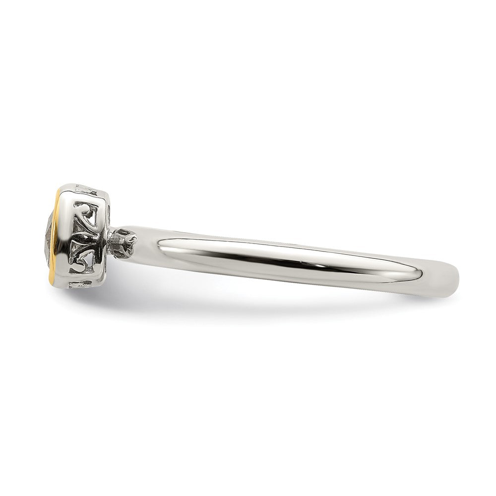 Sterling Silver Rhodium-plated w/ 14K Accent White Topaz Ring