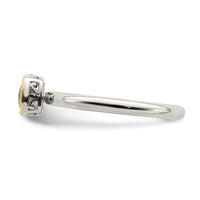 Sterling Silver Rhodium-plated w/ 14K Accent White Topaz Ring