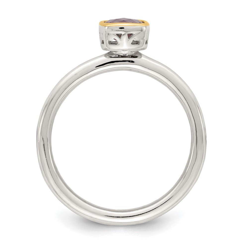 Sterling Silver Rhodium-plated w/ 14K Accent Amethyst Ring