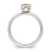 Sterling Silver Rhodium-plated w/ 14K Accent Amethyst Ring