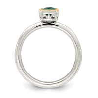 Sterling Silver Rhodium-plated w/ 14K Accent Created Emerald Ring