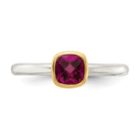 Sterling Silver Rhodium-plated w/ 14K Accent Rhodolite Garnet Ring