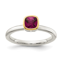 Sterling Silver Rhodium-plated w/ 14K Accent Rhodolite Garnet Ring