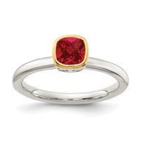 Sterling Silver Rhodium-plated w/ 14K Accent Created Ruby Ring