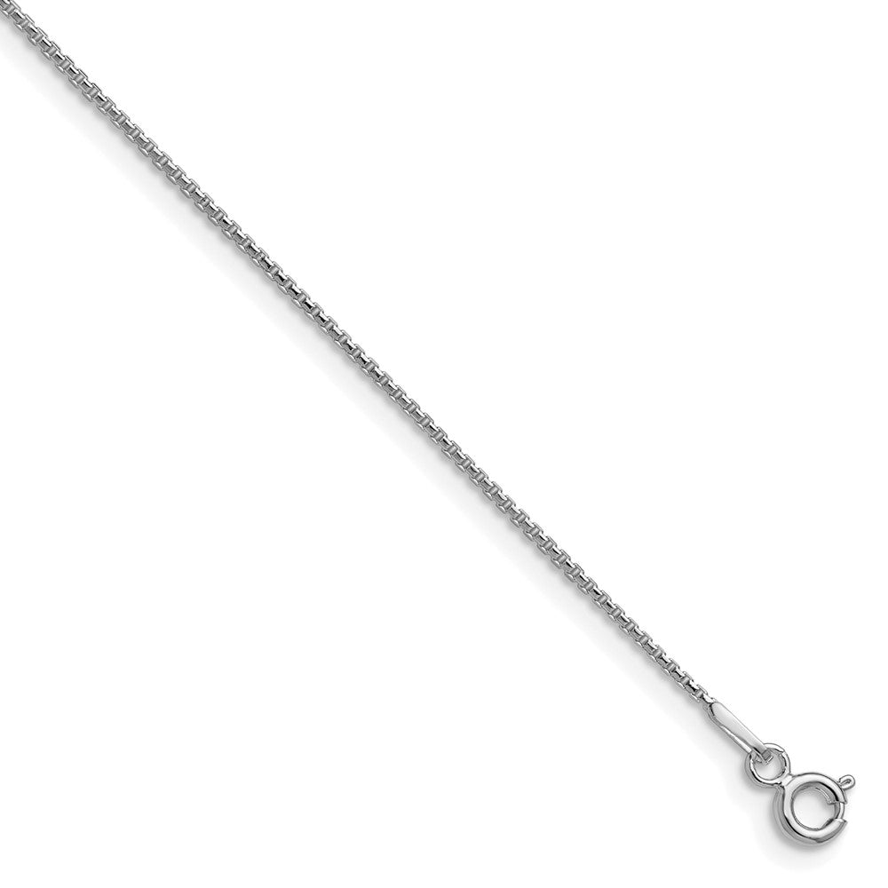 Sterling Silver Rhodium-plated .95mm Diamond-cut Round Box Chain w/4in ext.