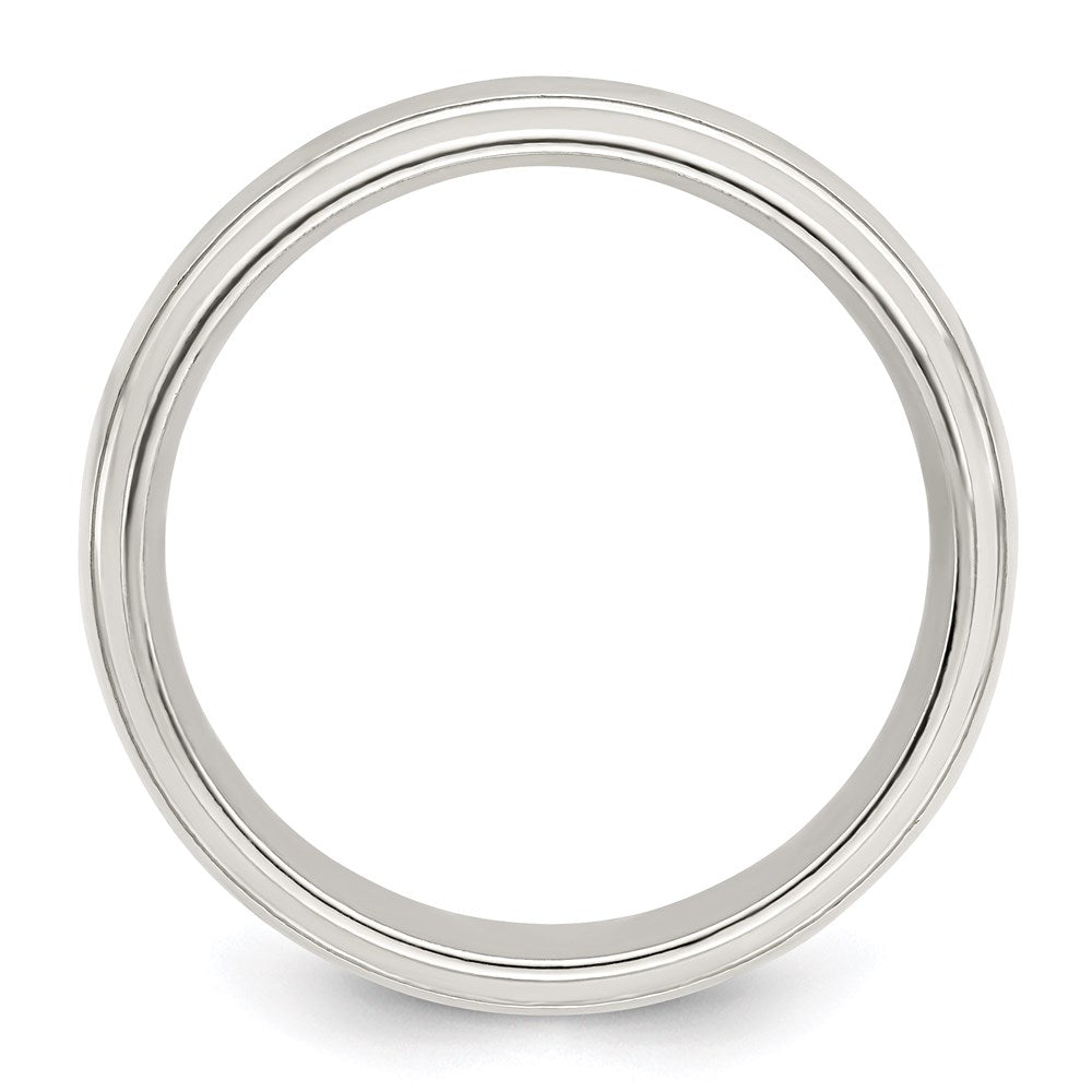 Sterling Silver 6mm Polished Grooved Band Size 11.5