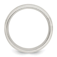 Sterling Silver 6mm Polished Grooved Band Size 8