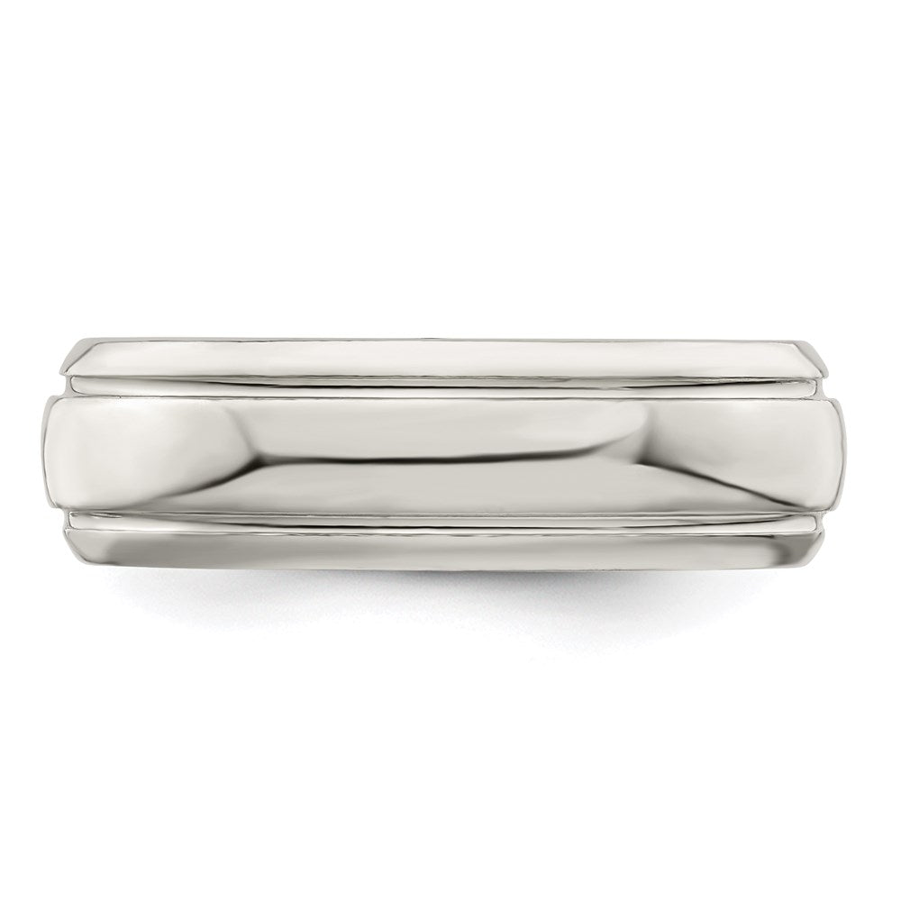 Sterling Silver 6mm Polished Grooved Band Size 8