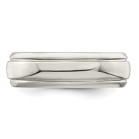 Sterling Silver 6mm Polished Grooved Band Size 8