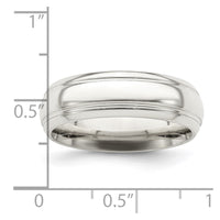 Sterling Silver 6mm Polished Grooved Band Size 11