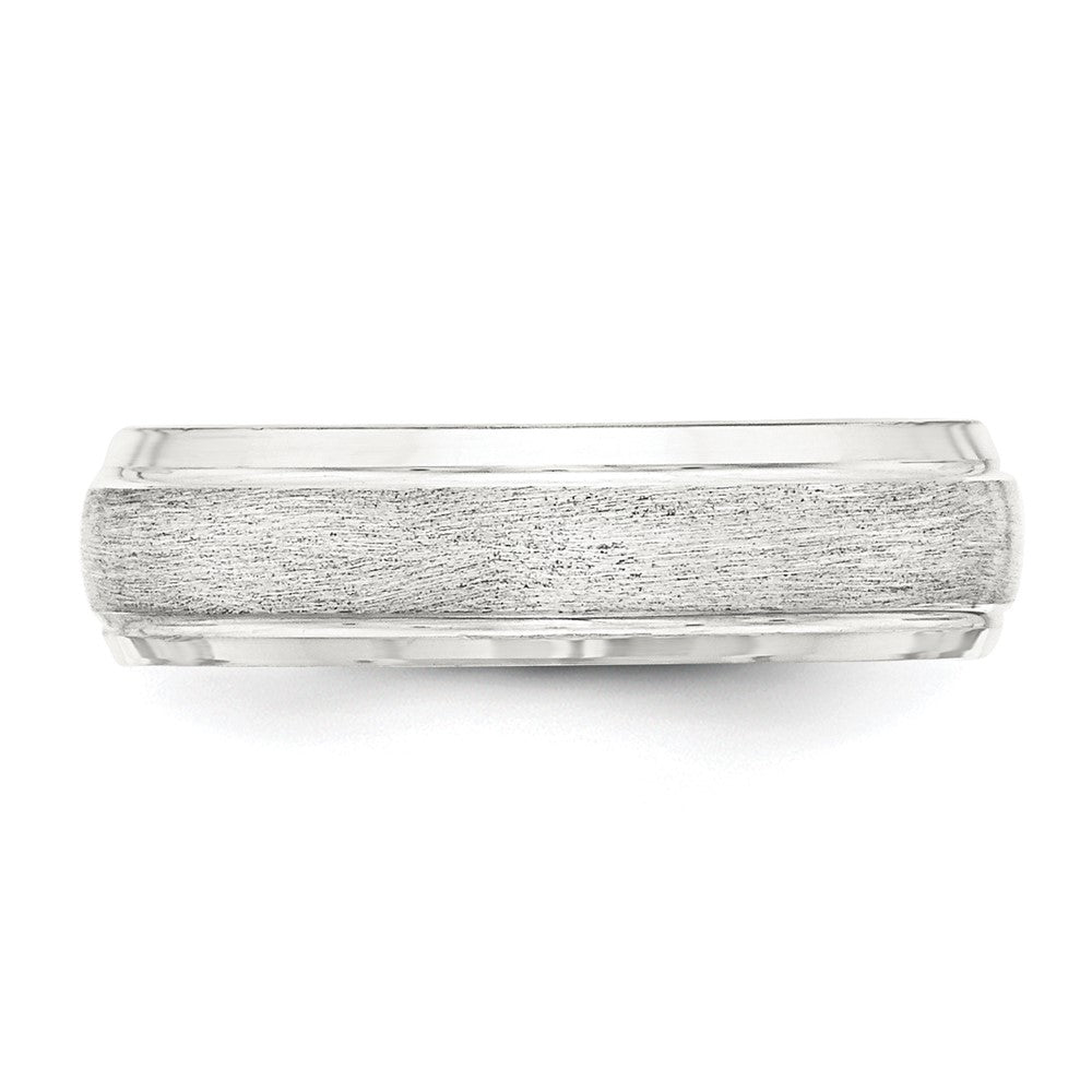 Sterling Silver 6mm Brushed  Grooved Band Size 8.5
