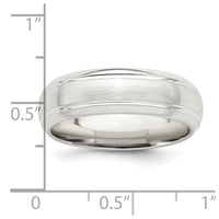 Sterling Silver 6mm Brushed  Grooved Band Size 9