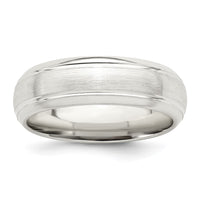 Sterling Silver 6mm Brushed  Grooved Band Size 8