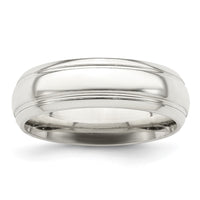 Sterling Silver 6mm Polished Grooved Band Size 9