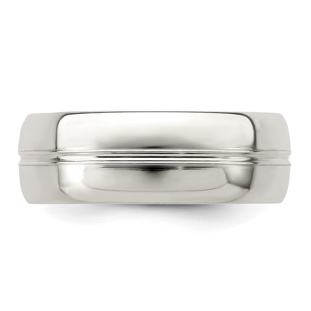 Sterling Silver 7mm Polished Fancy Band Size 12