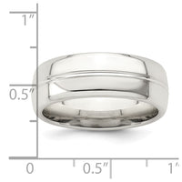 Sterling Silver 7mm Polished Fancy Band Size 13.5