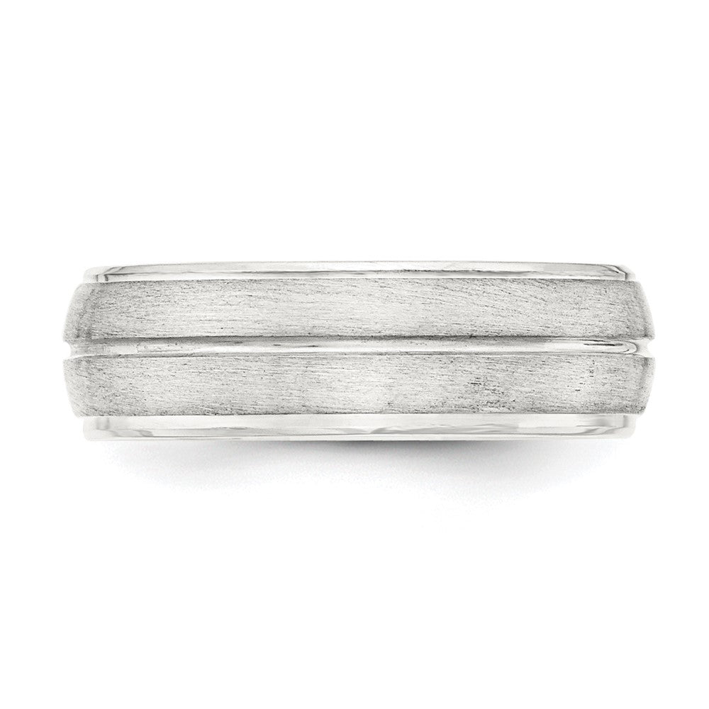 Sterling Silver 7mm Brushed Fancy Band Size 13.5