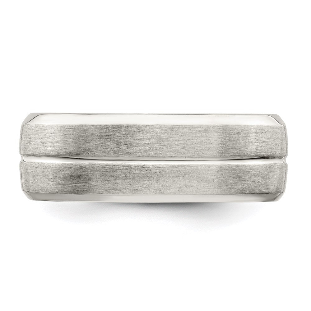 Sterling Silver 7mm Brushed Fancy Band Size 13.5