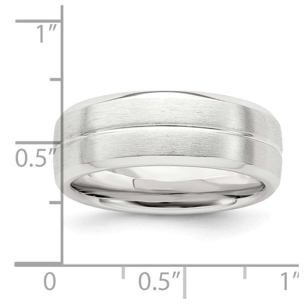 Sterling Silver 7mm Brushed Fancy Band Size 13.5