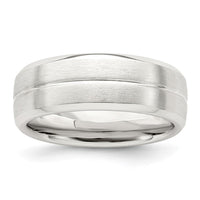 Sterling Silver 7mm Brushed Fancy Band Size 13.5