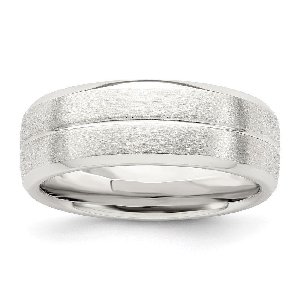 Sterling Silver 7mm Brushed Fancy Band Size 11.5