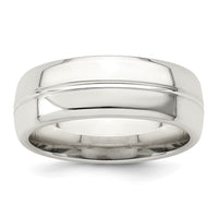 Sterling Silver 7mm Polished Fancy Band Size 12.5