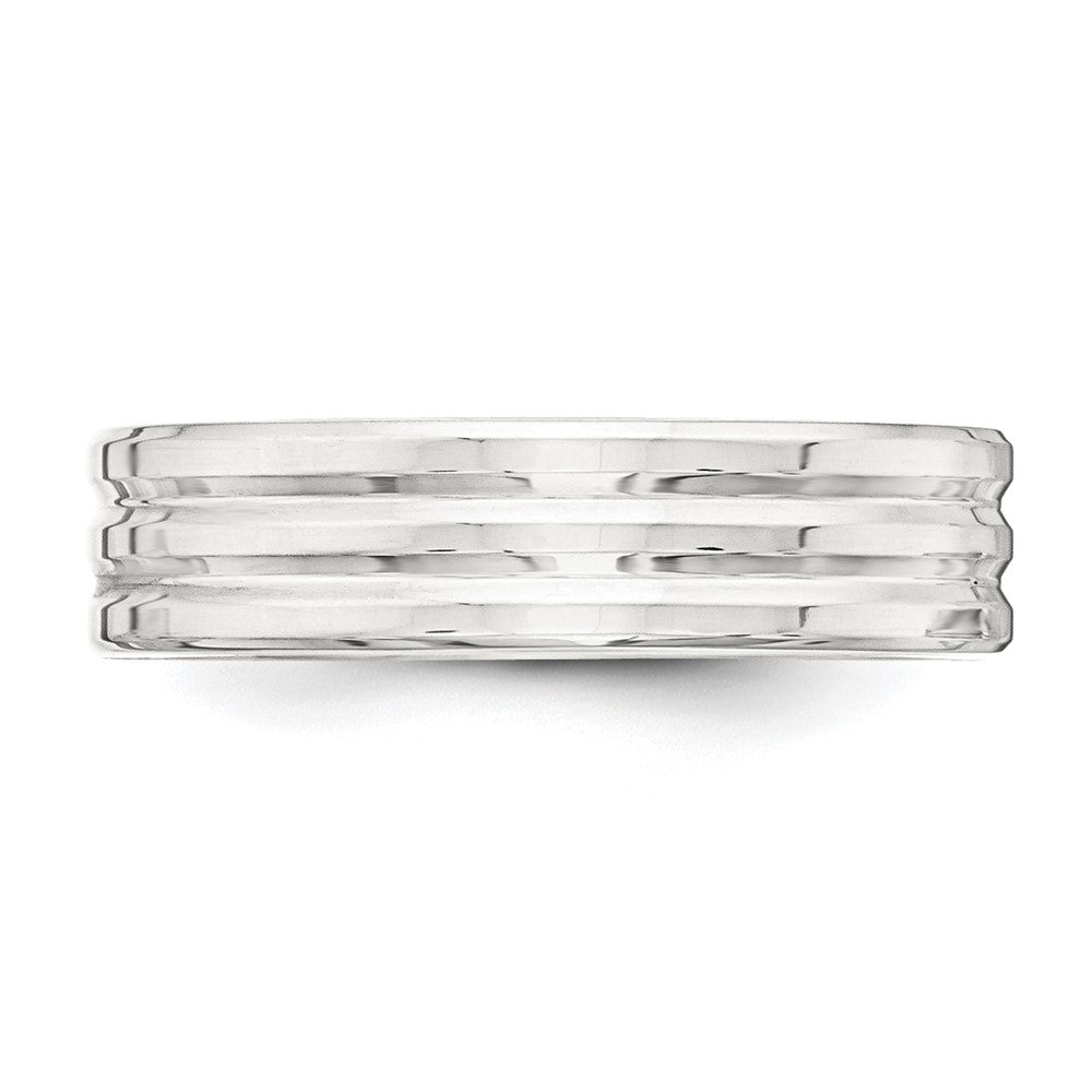 Sterling Silver 6mm Polished Fancy Band Size 12