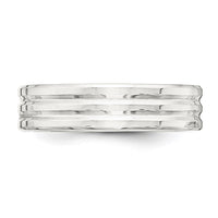 Sterling Silver 6mm Polished Fancy Band Size 7.5