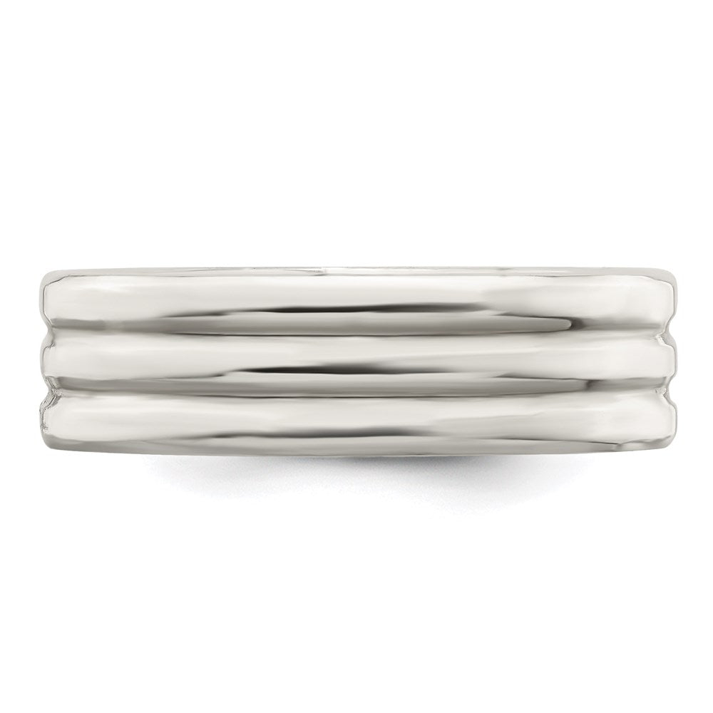 Sterling Silver 6mm Polished Fancy Band Size 11.5