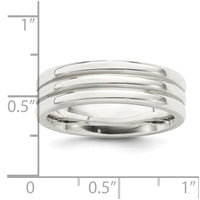 Sterling Silver 6mm Polished Fancy Band Size 12.5