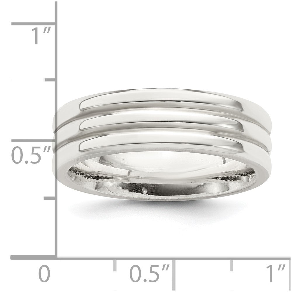 Sterling Silver 6mm Polished Fancy Band Size 8