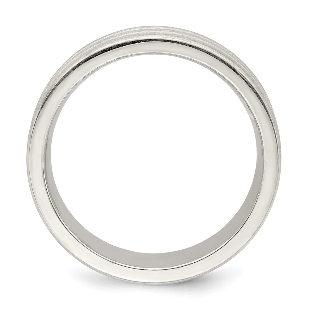 Sterling Silver 6mm Brushed Fancy Band Size 9