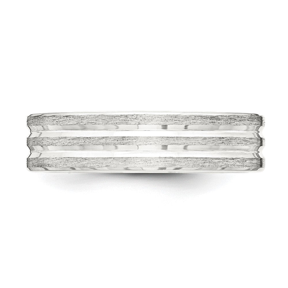 Sterling Silver 6mm Brushed Fancy Band Size 13