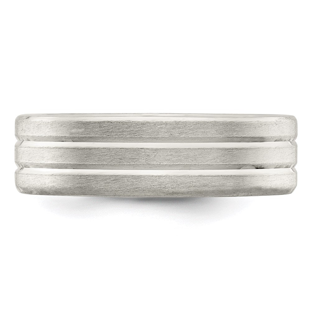 Sterling Silver 6mm Brushed Fancy Band Size 7