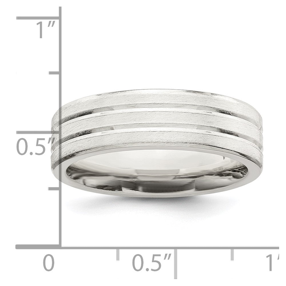Sterling Silver 6mm Brushed Fancy Band Size 9.5
