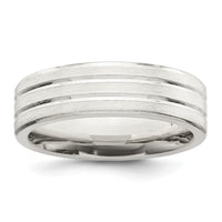 Sterling Silver 6mm Brushed Fancy Band Size 13