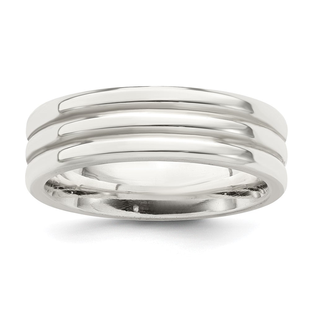 Sterling Silver 6mm Polished Fancy Band Size 7.5