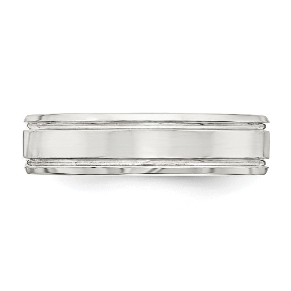 Sterling Silver 6mm Polished Grooved Band Size 12