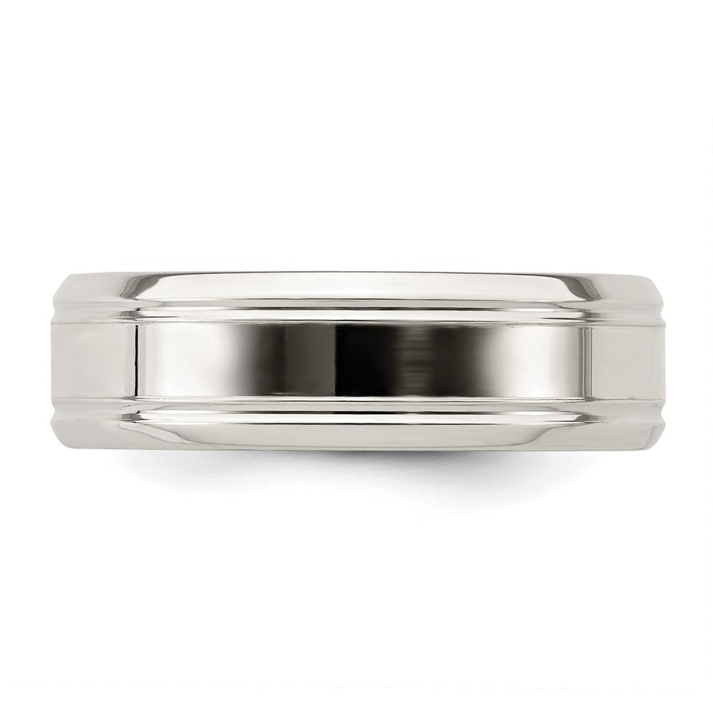 Sterling Silver 6mm Polished Grooved Band Size 12