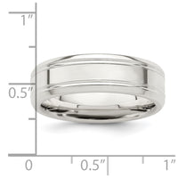 Sterling Silver 6mm Polished Grooved Band Size 13.5