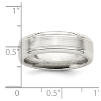 Sterling Silver 6mm Brushed Grooved Band Size 7