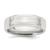 Sterling Silver 6mm Brushed Grooved Band Size 13